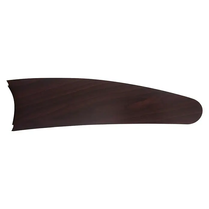 Voltomat Deckenventilator Fabiola - Wenge, 132 cm, 60 W - Nahaufnahme eines einzelnen Deckenventilatorflügels mit einer glatten, dunklen Holzstruktur auf schwarzem Hintergrund.