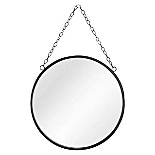 Ogledalo s okvirom Sabine (Promjer: 25,5 cm, Crna boja, Metal)