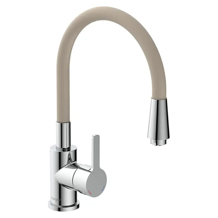 Camargue Spültischarmatur Flexo - Niederdruck, Beige/Chrom, Glänzend - Einhand-Spültischbatterie mit schwenkbarem Auslauf in Beige und Chrom, ideal für moderne Küchen. Funktionell und stilvoll.