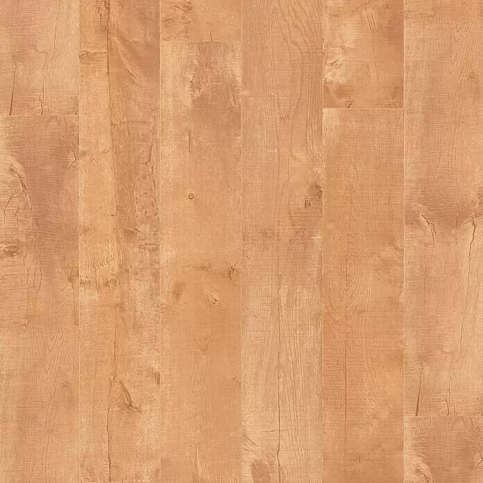 Tarkett Suelo de PVC a metros Austria - Efecto madera, Ancho: 2 m, Marrón - Suelo de madera marrón claro con vetas naturales y tablones visibles.