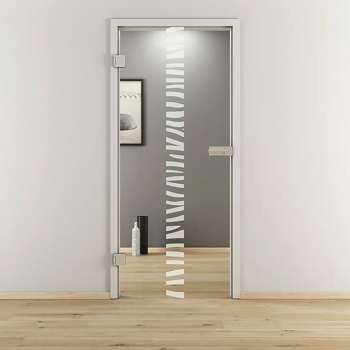 Diamond Doors Glasdrehtür 548 - 959 x 1.972 mm, DIN Anschlag: Links, Klarglas - Elegante Glastür mit modernem Design, das Licht und Stil in jeden Raum bringt. Die Tür verfügt über Beschläge aus rostfreiem Stahl.