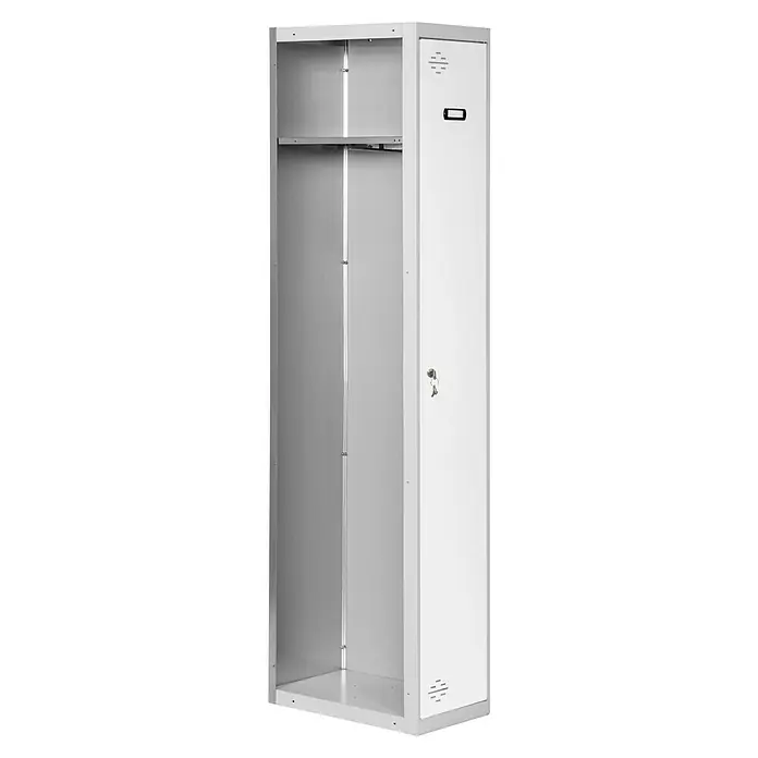 Simonrack Simonlocker Taquilla Single Adicional Desmontada - L x An x Al: 50 x 40 x 180 cm, Número de puertas: 1 ud., Gris/Blanco - Un armario de acero blanco con compartimento abierto, perfecto para el almacenamiento. Su diseño minimalista complementa cualquier oficina o hogar moderno.