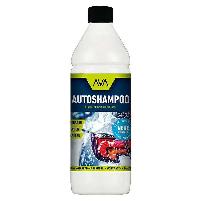 Ava Auto-Shampoo - 1 l - Flasche AVA Autoshampoo, neu und effizient. Ideal für Autos, Motorräder, Wohnmobile und mehr. Sorgt für eine schonende Reinigung.