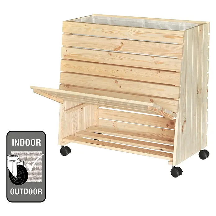 Wagner System GreenFamily Hochbeet GreenBox - 79 x 43 x 80 cm, Holz - Der erhöhte Pflanzkasten aus Holz mit Rollen und Ablage bietet eine bequeme Möglichkeit, Pflanzen zu präsentieren, sowohl drinnen als auch draußen.