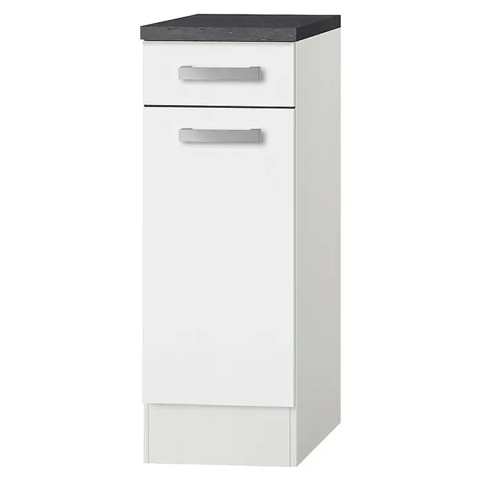 Optifit Oslo Küchen-Unterschrank - 60 x 30 x 84,8 cm, Weiß - Dieser Schrank mit zwei Schubladen in Weiß und Grau ist die perfekte Stauraumlösung für jeden Raum. Die modernen Griffe verleihen ihm eine elegante Note.