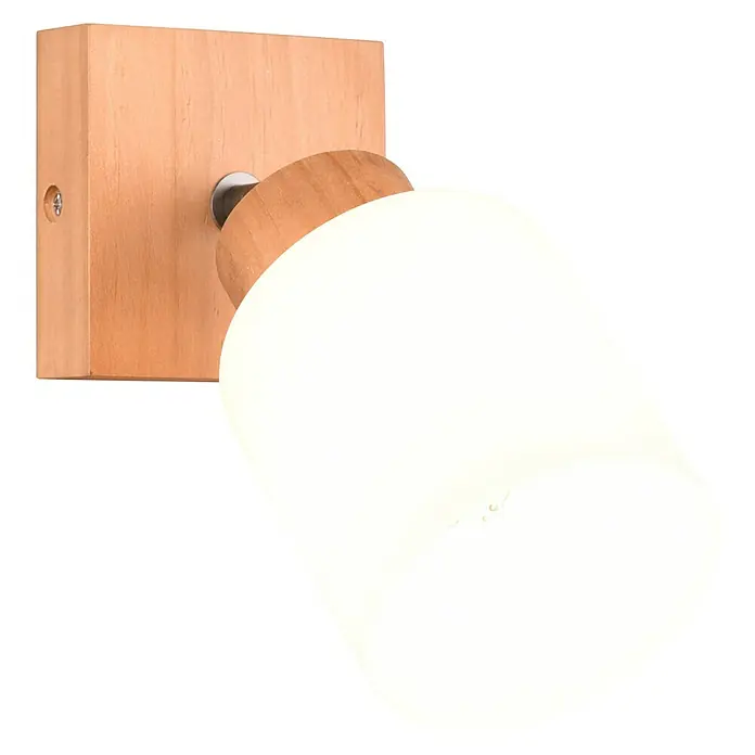 Reality Leuchten Assam Deckenstrahler - 25 W, L x B x H: 10 x 10 x 21 cm, Natur, E14, 1 Stk. - Diese Wandleuchte aus Holz und Glas ist eine stilvolle und funktionale Beleuchtungslösung für jeden Raum. Das schlichte Design passt gut in moderne Interieurs.