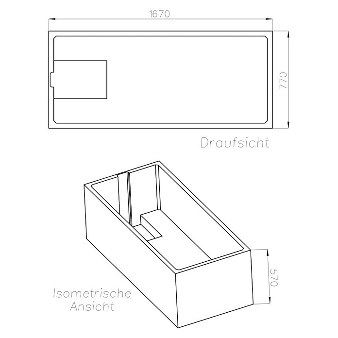 Ottofond Wannenträger SuezPassend für: Ottofond Badewanne Suez 170 x 80 cm Sketch