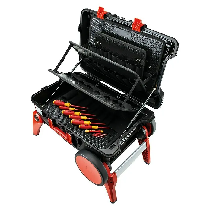 Wiha Werkzeugkoffer VDE XXL III - L x B x H: 336 x 680 x 497 mm, 106 -tlg. - Der Wiha Werkzeugkoffer XXL III ist ein robuster und geräumiger Koffer mit Rollen und Teleskopgriff, ideal für Profis.