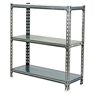 Simonrack Simonclick Metallregal Simonclick Plus (H x B x T: 90 x 100 x 30 cm, Traglast pro Boden: 180 kg, Anzahl Böden: 3 Stk., Stecken, Silber/Silber)