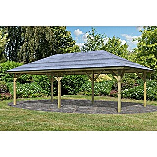 Karibu Gartenpavillon Kirn (Außenmaß inkl. Dachüberstand (B x T): 431 x 778 cm, Holz, Natur)