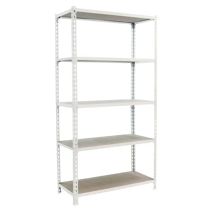 Simonrack Maderclick Metallregal Maderclick SuperPlus - H x B x T: 200 x 110 x 50 cm, Traglast pro Boden: 200 kg, Anzahl Böden: 5 Stk., Stecken, Weiß - Weißes Metallregal mit fünf Regalböden. Ideal zur Aufbewahrung und Organisation von Gegenständen.
