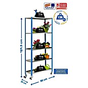 Simonrack Simongarden Estantería metálica Comfort Mobile (Al x An x Pr: 187,5 x 90 x 30 cm, Capacidad de carga: 375 kg, Número de baldas: 5 ud., Atornillado, Azul/Galvanizado) | BAUHAUS