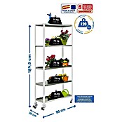 Simonrack Simongarden Estantería metálica Comfort Mobile (Al x An x Pr: 187,5 x 90 x 30 cm, Número de baldas: 5 ud., Atornillado, Blanco/Galvanizado) | BAUHAUS