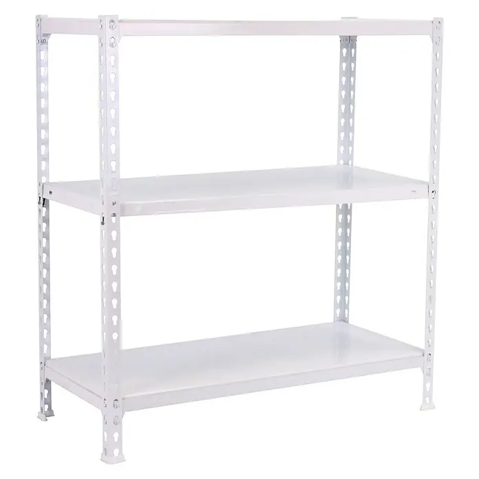 Simonrack Simonclick Metallregal Ecoclick - H x B x T: 90 x 90 x 40 cm, Traglast pro Boden: 70 kg, Anzahl Böden: 3 Stk., Stecken, Weiß - Ein weißes, dreistöckiges Metallregal, ideal für Lagerung und Organisation in Garage oder Keller. Praktisches Design.