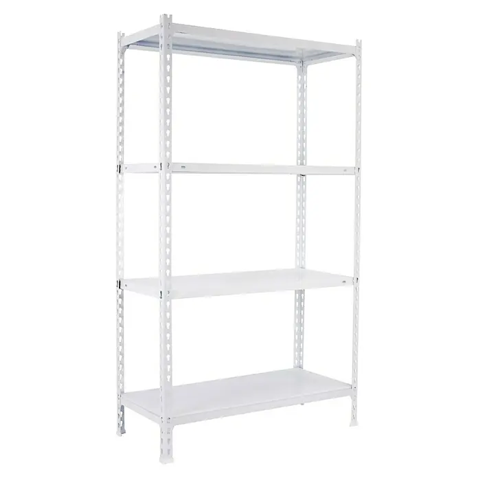 Simonrack Simonclick Estantería metálica Ecoclick Mini - Al x An x Pr: 150 x 80 x 40 cm, Capacidad de carga por balda: 70 kg, Número de baldas: 4 ud., Inserción, Blanco - Estantería blanca con cuatro niveles, perfecta para almacenamiento y organización en garajes o trasteros.