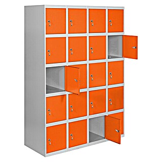Simonrack Simonlocker Taquilla locker Prof. Doors (L x An x Al: 50 x 120 x 180 cm, Gris/Naranja, Número de puertas: 20 ud.)
