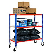 Simonrack Maderclick Estantería metálica Mobile Mini (Al x An x Pr: 97,5 x 80 x 50 cm, Capacidad de carga: 225 kg, Número de baldas: 3 ud., Inserción, Azul/Naranja) | BAUHAUS