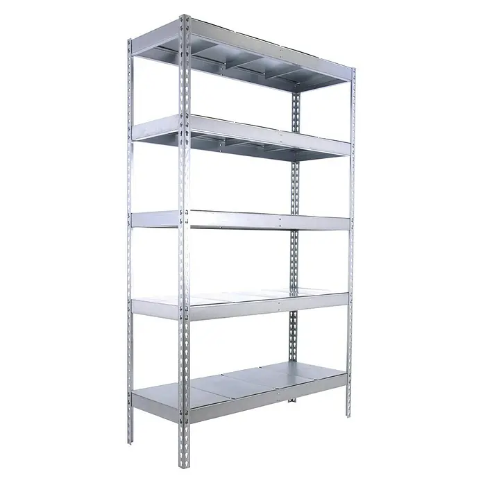 Simonrack Simontaller Schwerlastregal Ecoforte Metall - H x B x T: 200 x 150 x 45 cm, Traglast pro Boden: 400 kg, Anzahl Böden: 5 Stk., Stecken, Silber - Metallregal mit fünf Regalböden. Das silberfarbene Regal bietet viel Stauraum und ist ideal für Werkstatt oder Lager.