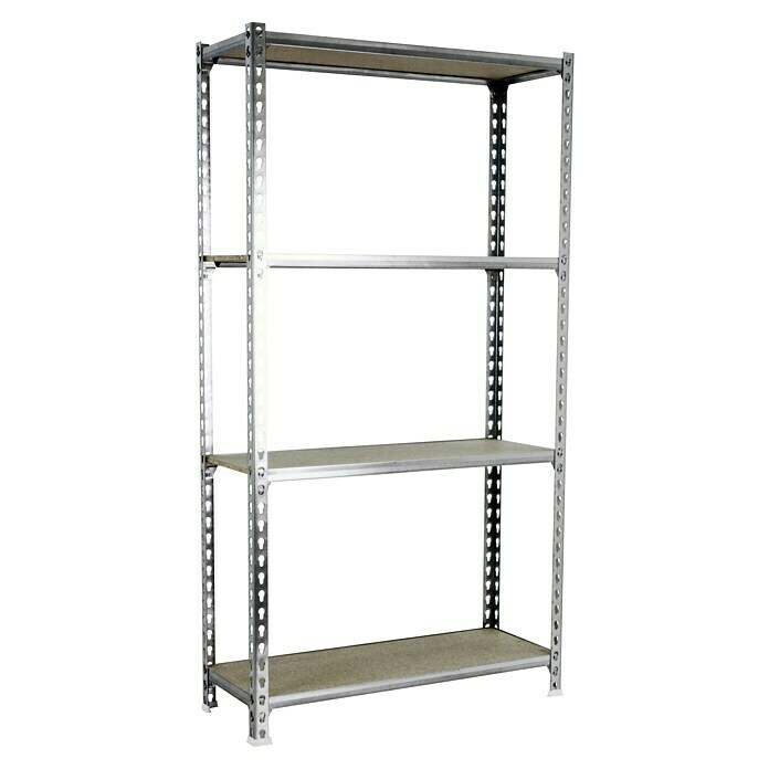 Simonrack Simonclick Metallregal Maderclick Mini (H x B x T: 150 x 80 x 30 cm, Traglast pro Boden: 150 kg, Anzahl Böden: 4 Stk., Stecken, Silber) | BAUHAUS