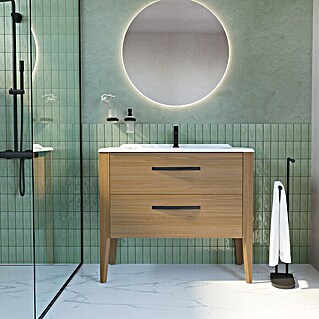 Creabath Mueble de lavabo Époque (L x An x Al: 47,7 x 100 x 86,3 cm, Roble, Mate)
