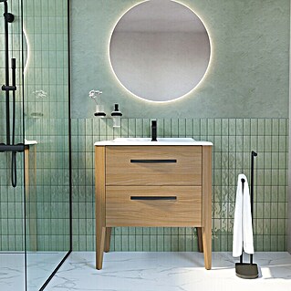 Creabath Mueble de lavabo Époque (L x An x Al: 47,7 x 80 x 86,3 cm, Roble, Mate)