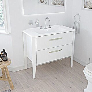 Creabath Mueble de lavabo Époque (L x An x Al: 47,7 x 100 x 86,3 cm, Blanco, Mate)