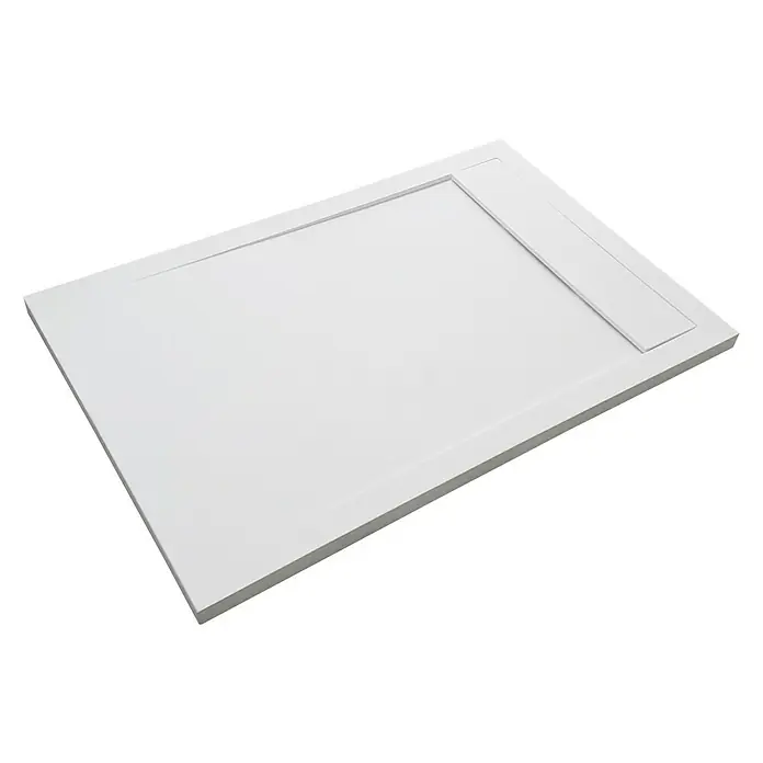Camargue Manhattan Duschwanne - L x B: 160 x 80 cm, Weiß - Eine weiße, rechteckige Duschwanne mit flachem Design und integriertem Ablauf, ideal für moderne Badezimmer. Die glatte Oberfläche sorgt für Komfort.