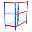 Simonrack Simonclick Metallregal Simonclick Plus (H x B x T: 90 x 100 x 30 cm, Traglast pro Boden: 180 kg, Anzahl Böden: 3 Stk., Stecken, Blau/Orange) | BAUHAUS