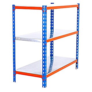 Simonrack Simonclick Metallregal Simonclick Plus (H x B x T: 90 x 100 x 50 cm, Traglast pro Boden: 180 kg, Anzahl Böden: 3 Stk., Stecken, Blau/Orange/Silber)