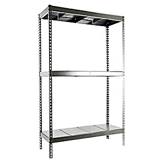 Simonrack Simontaller Schwerlastregal Simonforte Metall (H x B x T: 150 x 150 x 45 cm, Traglast pro Boden: 600 kg, Anzahl Böden: 3 Stk., Stecken, Silber/Silber)