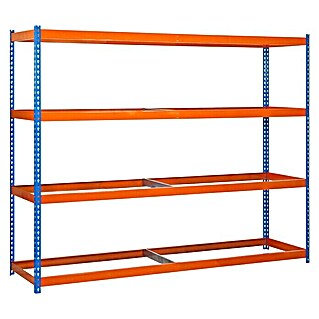 Simonrack Ecoforte Estantería para cargas pesadas Metal (Al x An x Pr: 200 x 180 x 75 cm, Número de baldas: 4 ud., Azul/Naranja)