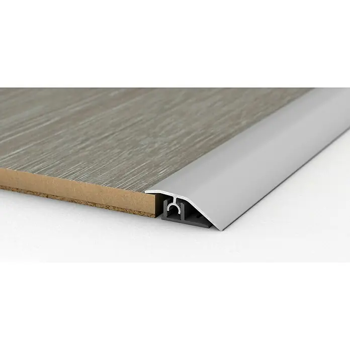 LOGOCLIC Anpassprofil 307 - Silber, 2,7 m x 44 mm, Montageart: Stecken - Aluminium-Übergangsprofil für Bodenbeläge, sorgt für einen sauberen und ästhetischen Übergang zwischen verschiedenen Bodenarten.