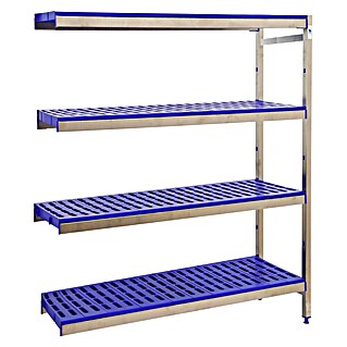 Simonrack Simoninox Estantería metálica Adicional (Al x An x Pr: 160 x 86 x 40 cm, Capacidad de carga por balda: 180 kg, Número de baldas: 4 ud., Inserción, Material balda: Plástico)