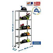 Simonrack Simongarden Estantería metálica Comfort Mobile (Al x An x Pr: 187,5 x 90 x 30 cm, Capacidad de carga: 375 kg, Número de baldas: 5 ud., Atornillado, Galvanizado) | BAUHAUS