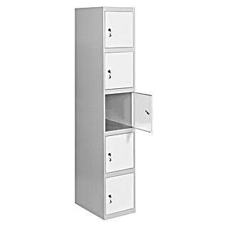 Simonrack Simonlocker Taquilla locker Prof. Doors (L x An x Al: 50 x 40 x 180 cm, Gris/Blanco, Número de puertas: 5 ud.)