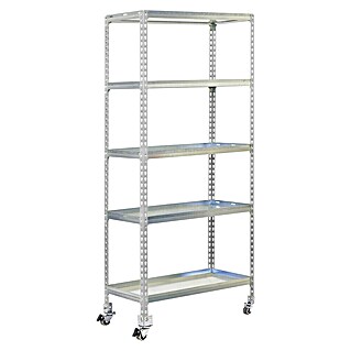 Simonrack Simongarden Estantería metálica Click Mobile (Al x An x Pr: 191,5 x 90 x 40 cm, Número de baldas: 5 ud., Inserción, Galvanizado)