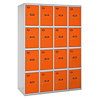 Simonrack Simonlocker Taquilla locker Prof. Doors (L x An x Al: 50 x 120 x 180 cm, Gris/Naranja, Número de puertas: 16 ud.)