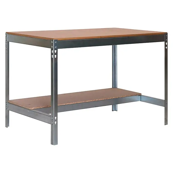 Simonrack Simonwork Werkbank BT0 1500 - L x B: 61 x 151 cm, Arbeitshöhe: 84,2 cm, Belastbarkeit: 850 kg, Silber - Werkbank mit zwei Ebenen. Praktische Werkstatteinrichtung mit stabiler Arbeitsfläche und zusätzlicher Ablage für Werkzeuge und Materialien.