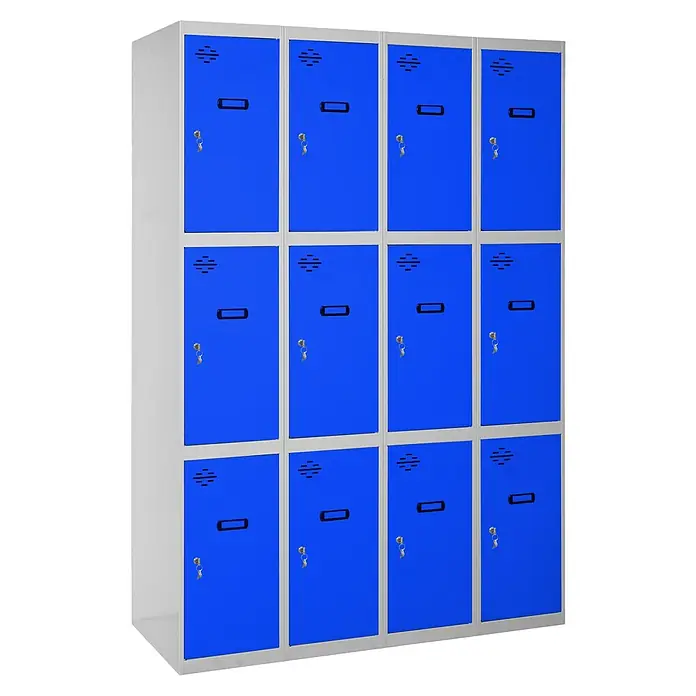 Simonrack Simonlocker Taquilla locker Doors - L x An x Al: 50 x 120 x 180 cm, Gris/Azul, Número de puertas: 12 ud. - Taquilla metálica azul con 12 compartimentos. Ideal para escuelas o instalaciones deportivas. Los compartimentos están equipados con cerraduras.