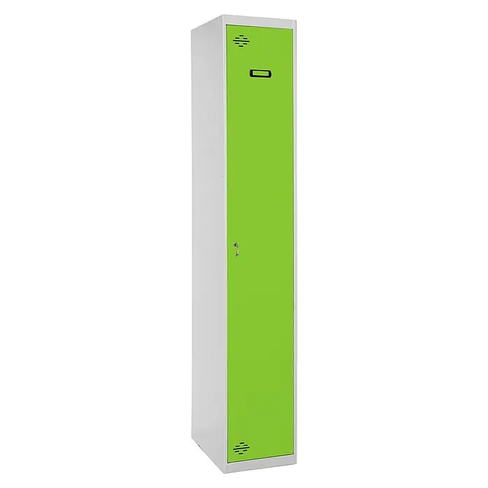 Simonrack Simonlocker Taquilla Prof. Single - L x An x Al: 50 x 40 x 180 cm, Número de puertas: 1 ud., Gris/Verde - Taquilla individual con puerta verde y estructura gris. Perfecta para guardar objetos personales de forma segura y eficiente.