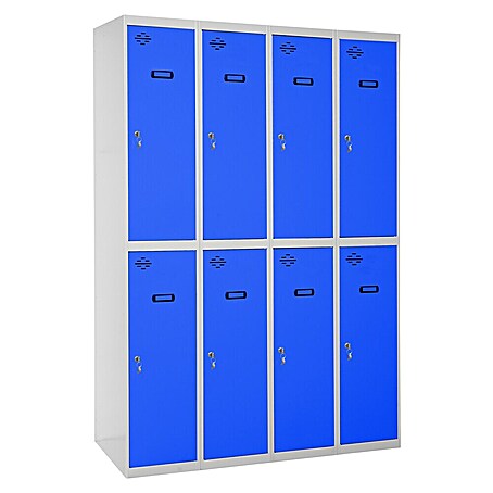 Simonrack Simonlocker Taquilla Prof. Tandem (L x An x Al: 50 x 120 x 180 cm, Gris/Azul, Número de puertas: 8 ud.)