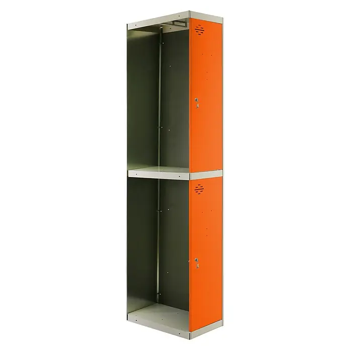 Simonrack Simonlocker Taquilla Tandem Adicional Desmontada - L x An x Al: 50 x 30 x 180 cm, Número de puertas: 2 ud., Gris/Naranja - Taquilla metálica con dos compartimentos y puertas naranjas, ideal para vestuarios u oficinas. Diseño robusto con buena ventilación.
