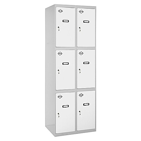 Simonrack Simonlocker Taquilla locker Prof. Doors (L x An x Al: 50 x 60 x 180 cm, Gris/Blanco, Número de puertas: 6 ud.)