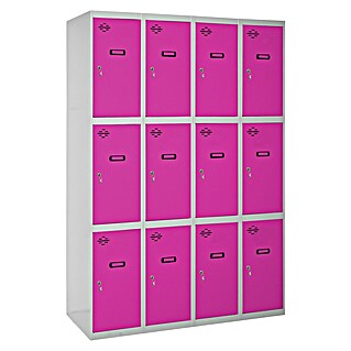 Simonrack Simonlocker Taquilla locker Doors (L x An x Al: 50 x 120 x 180 cm, Gris/Rosa, Número de puertas: 12 ud.)