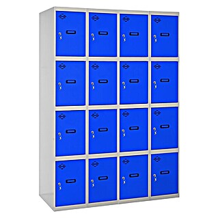 Simonrack Simonlocker Taquilla locker Prof. Doors (L x An x Al: 50 x 120 x 180 cm, Gris/Azul, Número de puertas: 16 ud.)
