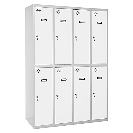 Simonrack Simonlocker Taquilla Prof. Tandem (L x An x Al: 50 x 120 x 180 cm, Gris/Blanco, Número de puertas: 8 ud.)