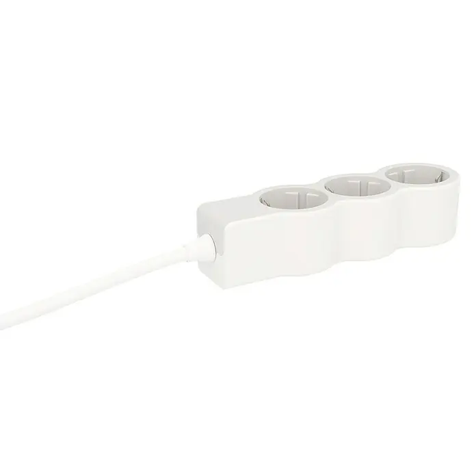 Legrand Steckdosenleiste - 3-fach, Ultraweiß/Grau, Kabellänge: 1,5 m, IP20, Ohne Schalter - Ein weißes, dreifaches Verlängerungskabel mit einem schlanken Design, ideal für den täglichen Gebrauch. Praktisch und sicher für Ihre Geräte.