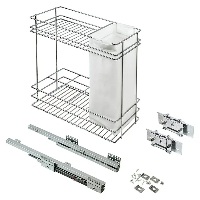 Estantería para botellas panero universal extraíble - L x An x Al: 47 x 23 x 47,5 cm - Unidad de cocina extraíble con cubo de basura y accesorios, ideal para la organización de la cocina. Extracción que ofrece una solución cómoda.
