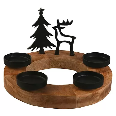 Adventskranz mit Tanne und Elch