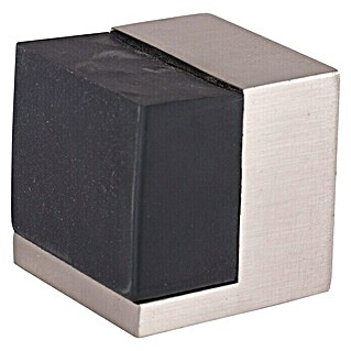 Türstopper quadratisch (B x H: 40 x 40 mm, Montageart: Schrauben, Silber/Schwarz)